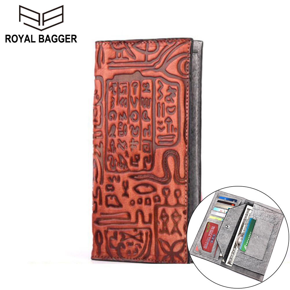 Royal Bagger Long Wallet Purse For Women Girls Genuine Cow Leather Fashion Clutch Shoulder Bags Handbag Multifunction