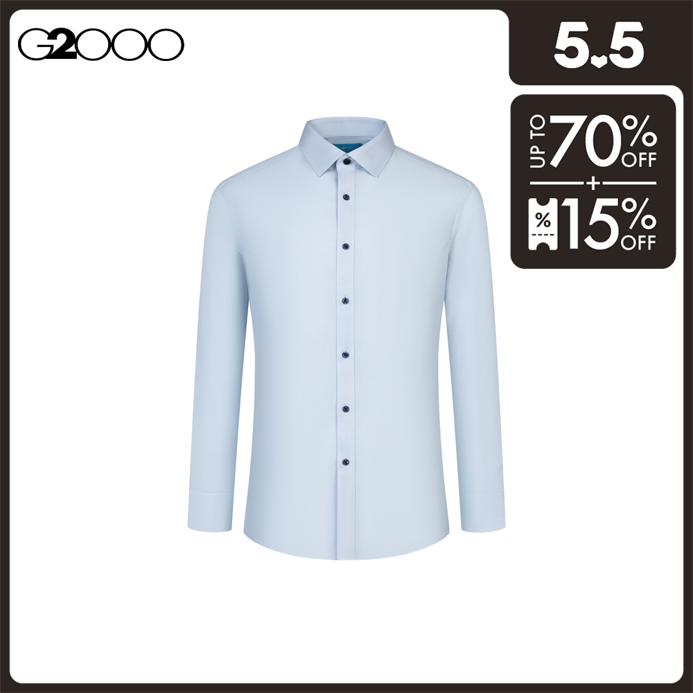G2000 Men Non-Iron Cotton Spandex 2-Tone Dress Shirt